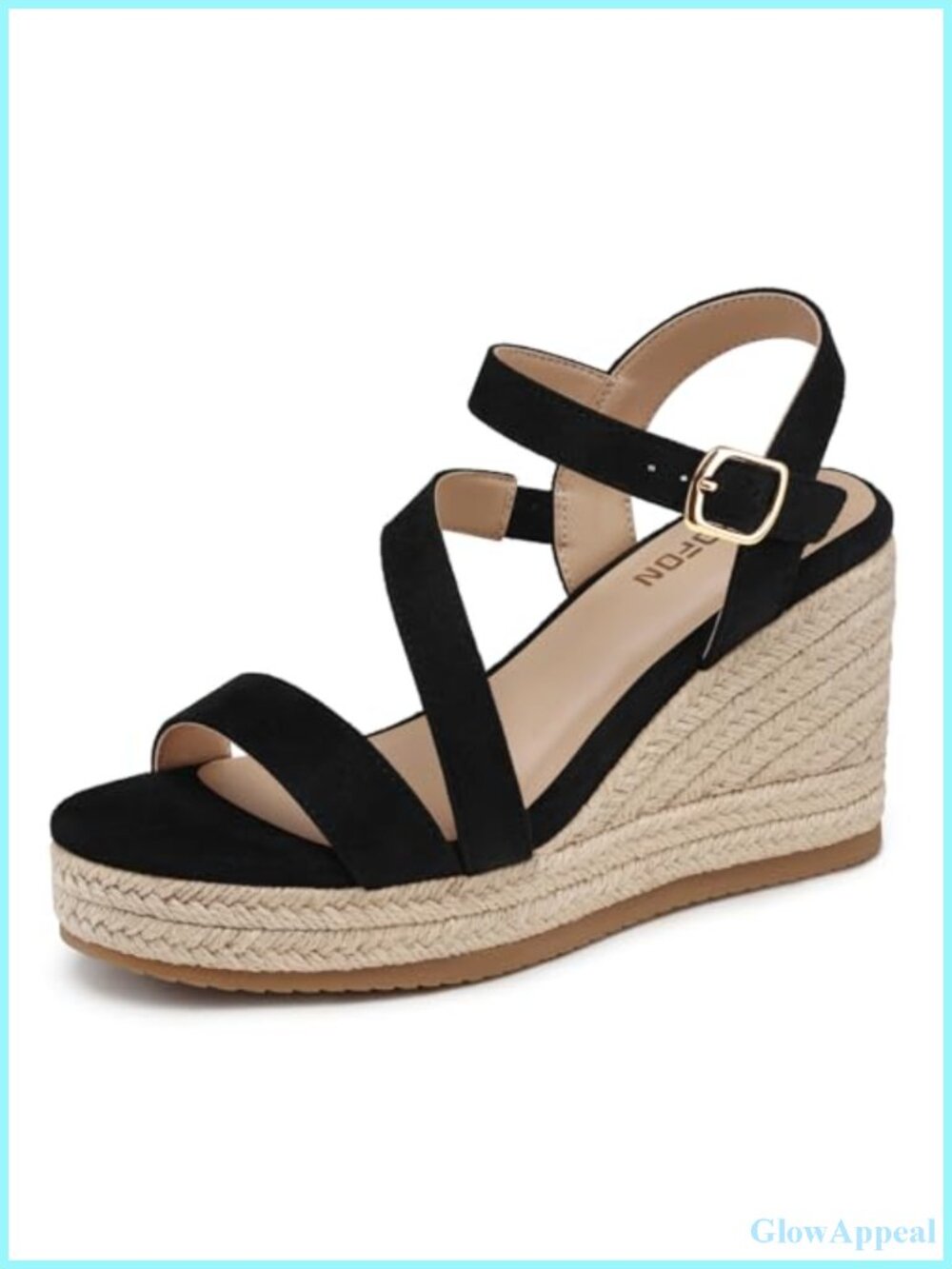 Wedge Sandals Women Platform Suede PU Leather Espadrille Ankle Strap